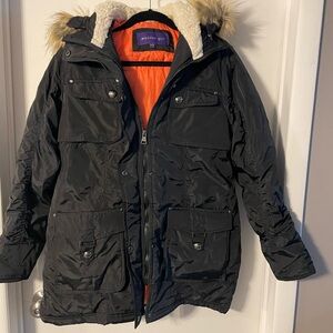 Madden Girl Black Jacket with Faux Fur Trim